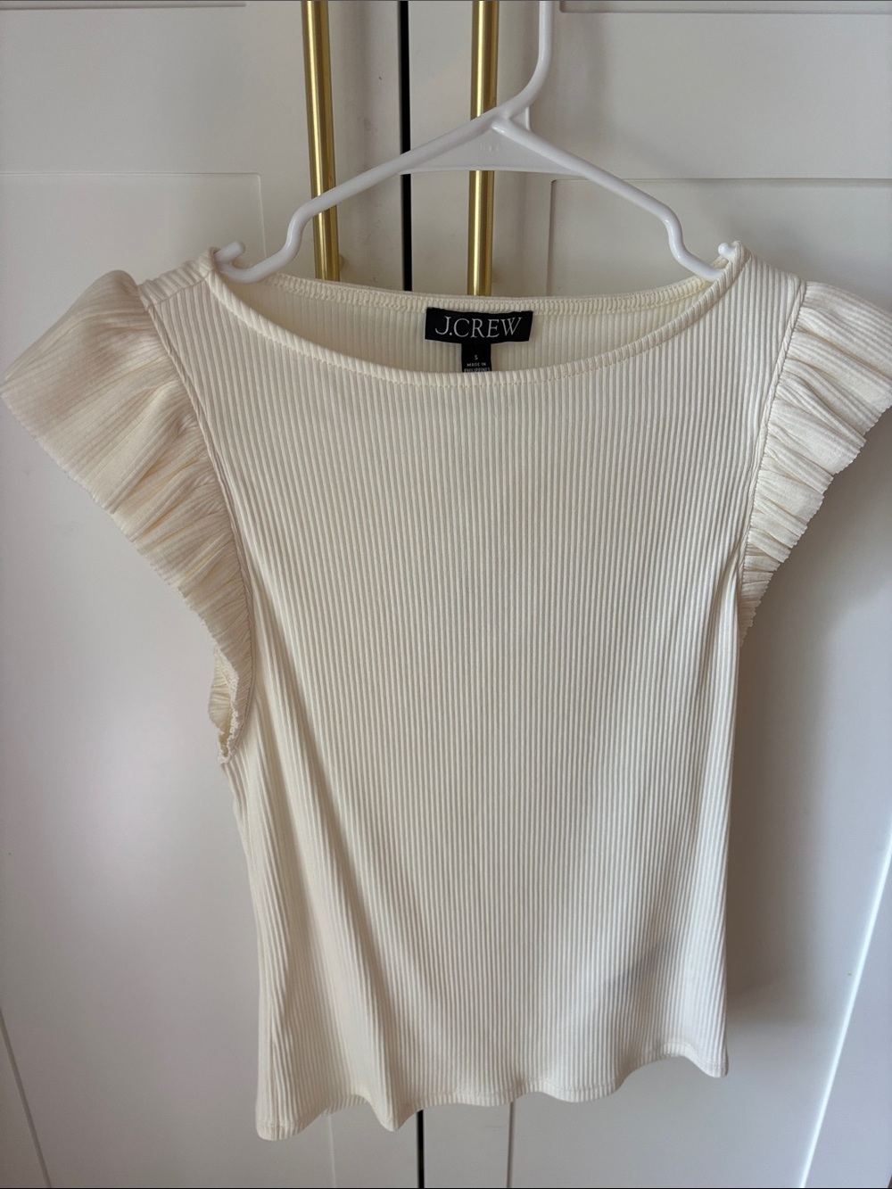 J Crew ribbed short sleeve t-shirt with ruffles size small NWT